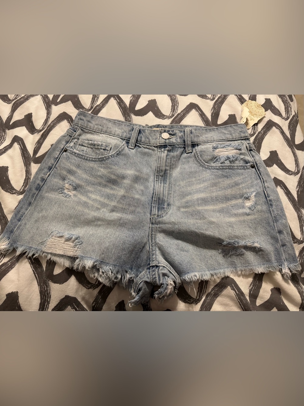 Altar'd State Light Wash Distressed Denim Shorts